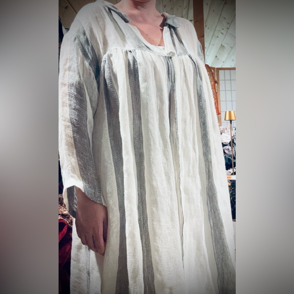 Paper Lace Lagenlook Boho 100% Linen Open Front Cardigan Duster - Picture 13 of 15